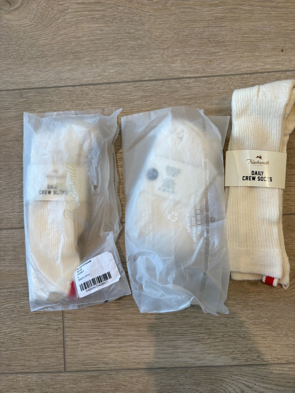 Tracksmith Daily Crew Socks in Ivory - 3-Pack
